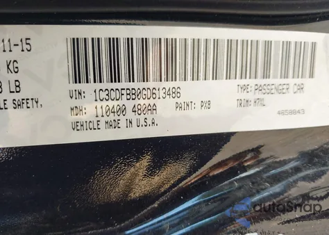 2016 Dodge Dart Sxt from USA, damaged, VIN 1C3CDFBB0GD613486